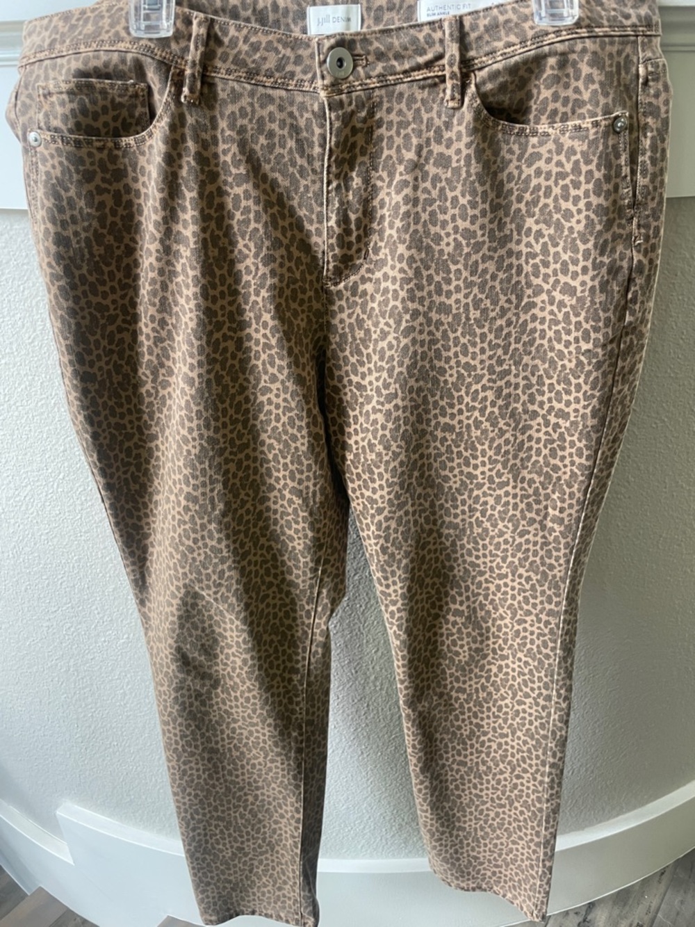 J. Jill Leopard-Print Slim Ankle Jeans in Brown